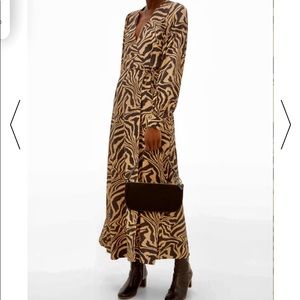 GANNI Tiger-print crepe wrap midi dress